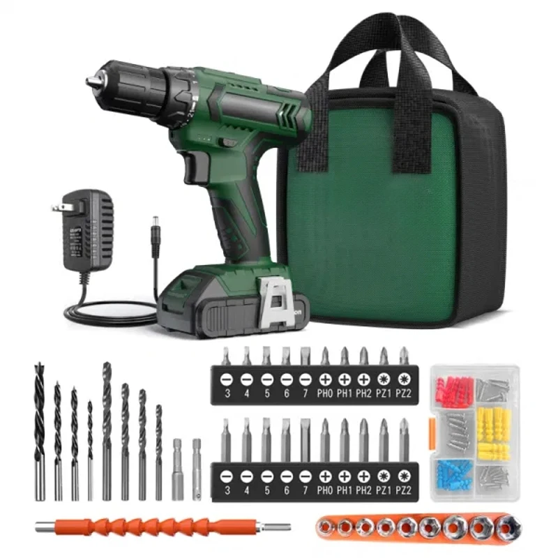 Cordless Drill Set 20V Electric Drill High Torque Drill Multifunctional Household Electric Screwdriver with Battery and Charger