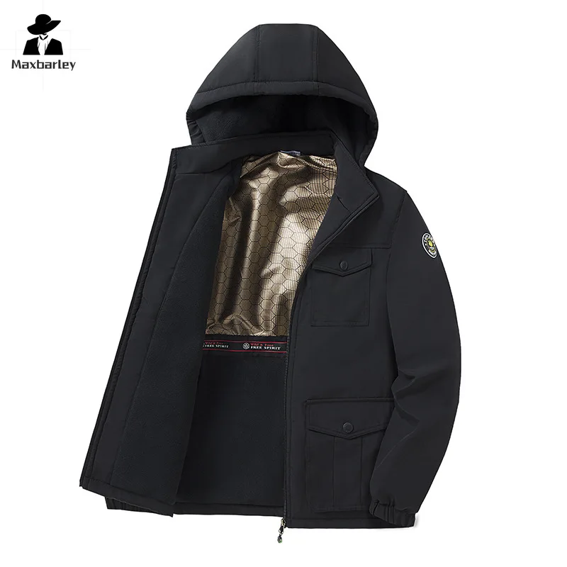 Autumn/winter Waterproof Jacket Men's Premium Graphene And Fleece Warm Multi-pocket Parka Outdoor Sports Detachable Cap Ski Coat