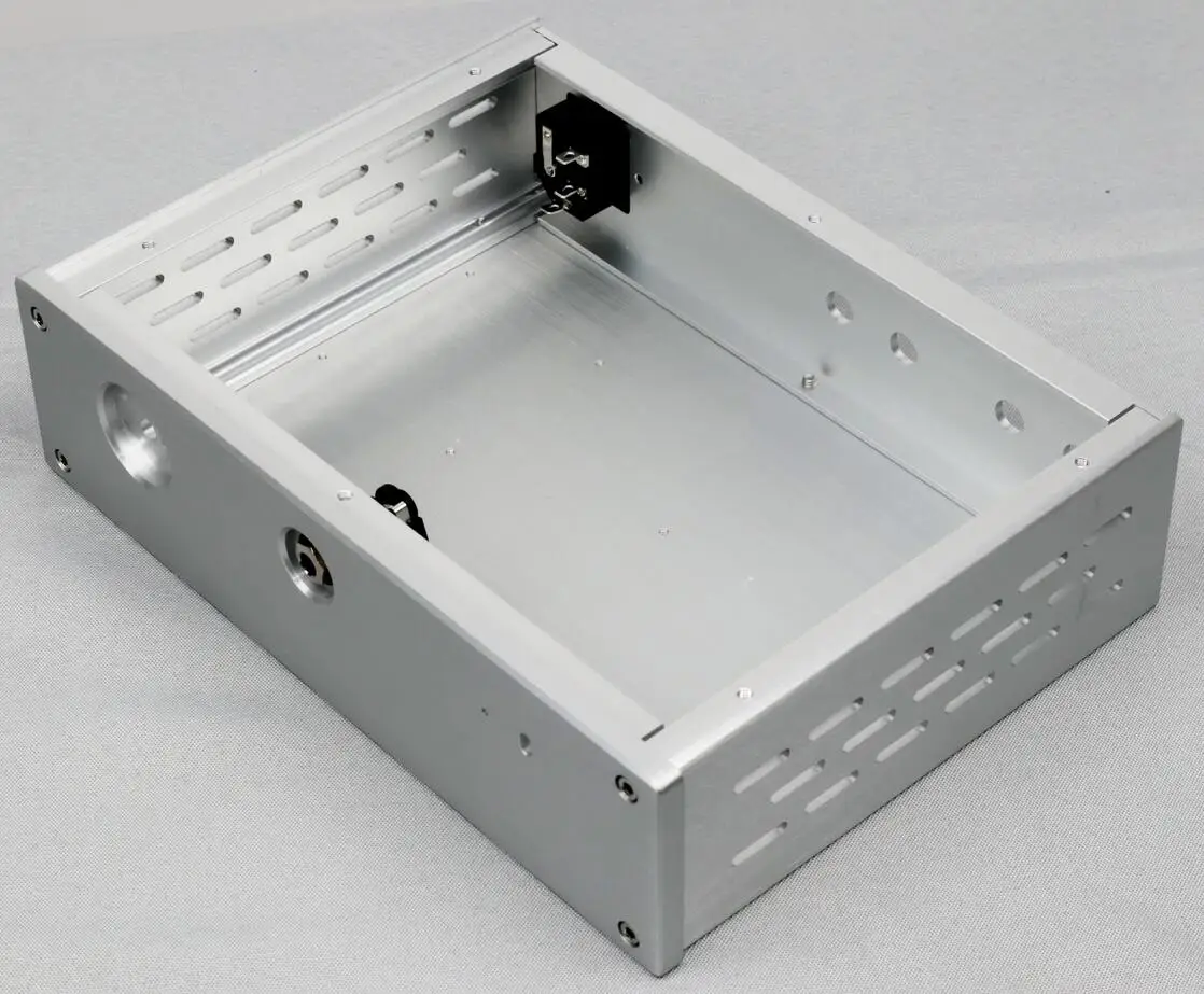 هيكل مكبر صوت لسماعات الرأس من سبائك الألومنيوم ، علبة ذاتية الصنع ، أنبوب ، فضي ، صفيحة من سبائك الألومنيوم