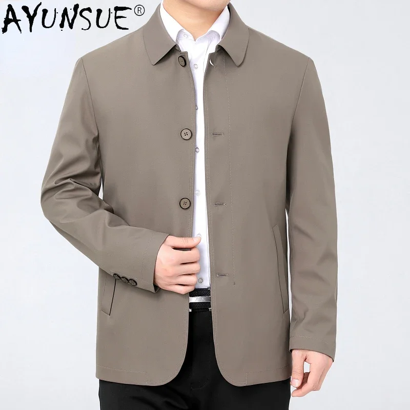 

AYUNSUE Mens Clothes 80% Mulberry Silk Spring Autumn Business Casual Jackets for Men Fashion Jacket Coats Chaquetas Hombre Lq