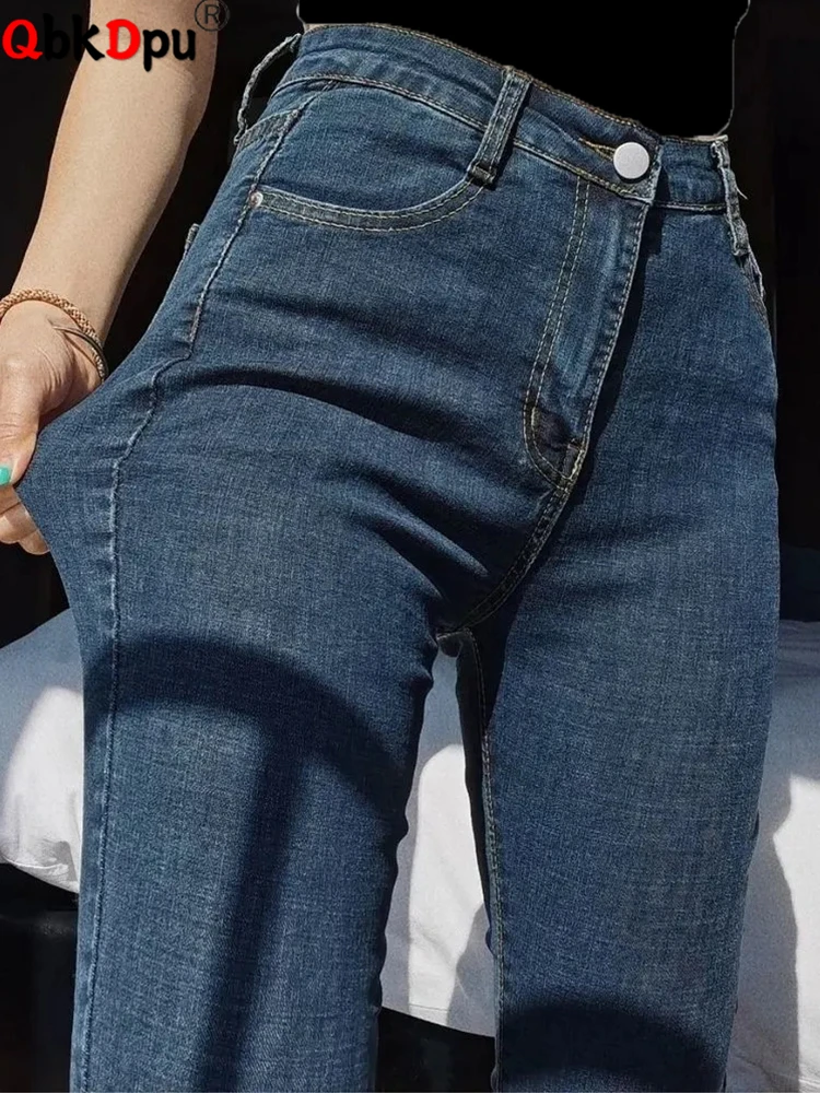 Pantalones Vaqueros ajustados de cintura alta, Vaqueros de gran tamaño, hasta el tobillo, informales, sexys, 9XL, coreanos, novedad de 2023
