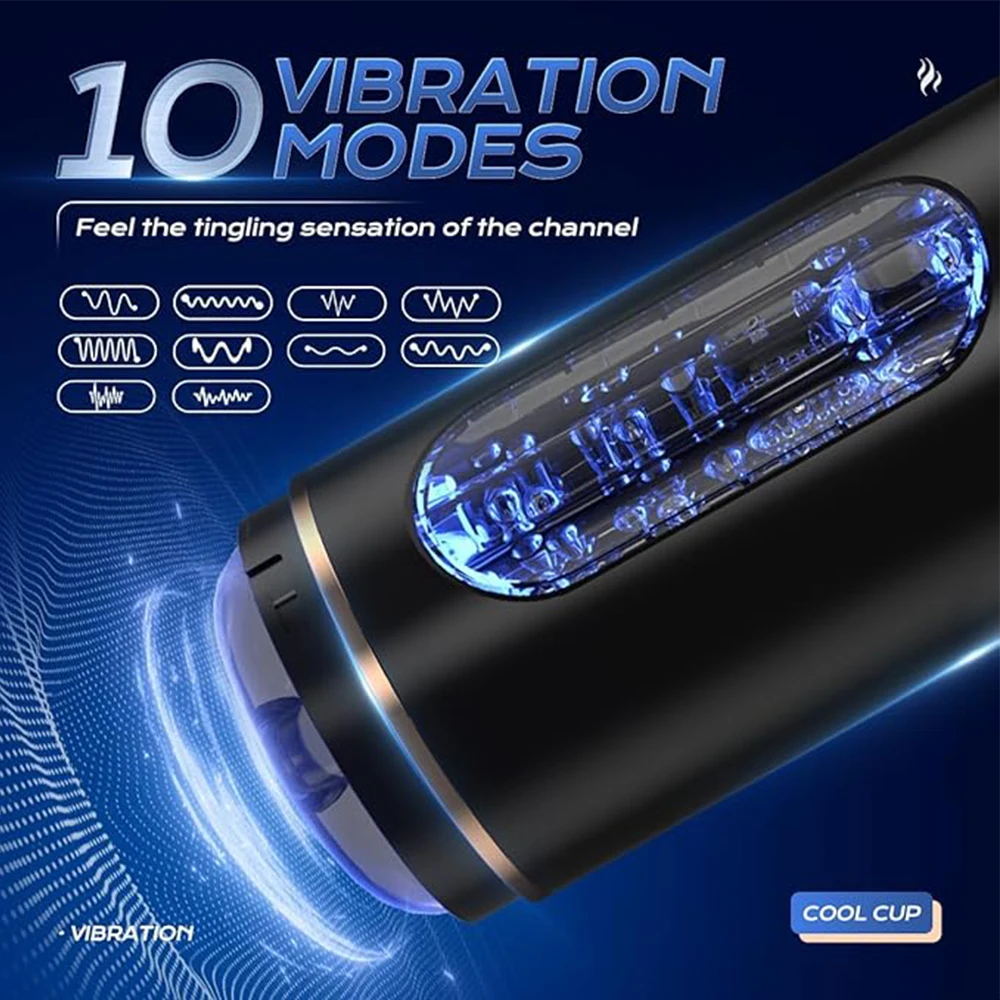 10 Frequency Male Vibration Masturbation Cup Intelligent Voice Interactive Aircraft Cup Penis Exercise Device Adult Sex Products view 2