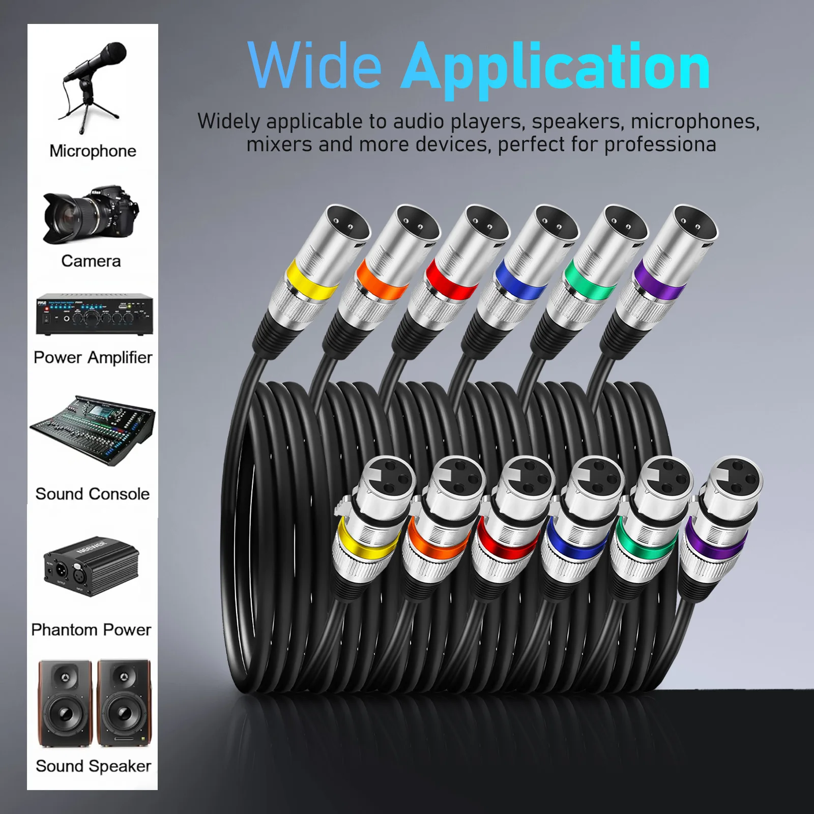 

6 Pcs Double Shielded Wire Microphone Cables 6mm Metal Shell Bare Copper Xlr Cord for Speakers Sound Reinforcement Male to