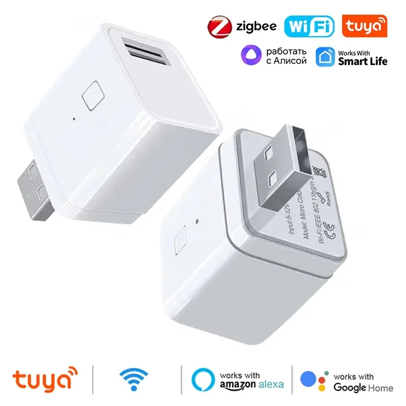 Adaptateur Micro USB intelligent Tuya WiFi/Zigbee, interrupteur, adaptateur d'alimentation Mini USB 5V, contr�le intelligent de la vie avec Alexa, Google, Assistant Alice