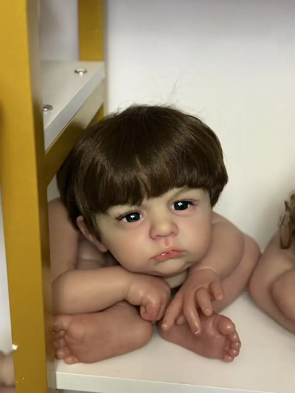 DLS personalizado suministro limitado 23 pulgadas Reborn Baby Cameron con pelo enraizado a mano pieza DIY pintada con cuerpo de tela