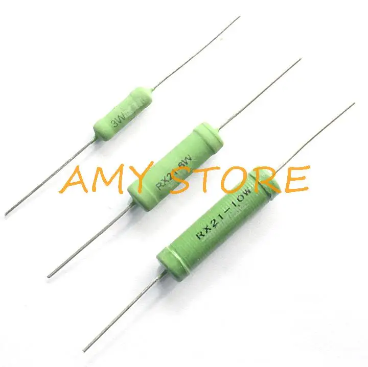 20pcs RX21-10W Fixed Wire Wound Power Resistor Resistance 0.2/0.3/0.33/0.56/2/3.3/5.6/20/33/56/200/330/560/2K3.3K5.6K20K33KR Ohm