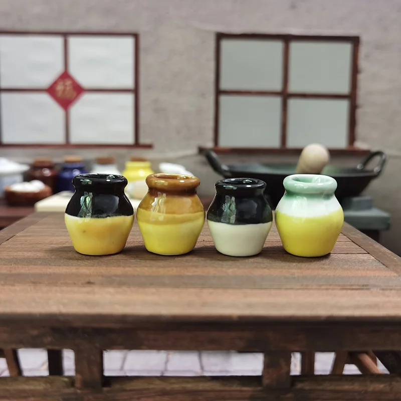 Accesorios para casa de muñecas, Mini tanque de agua de cerámica, mini lavabo de cerámica, olla de cerámica