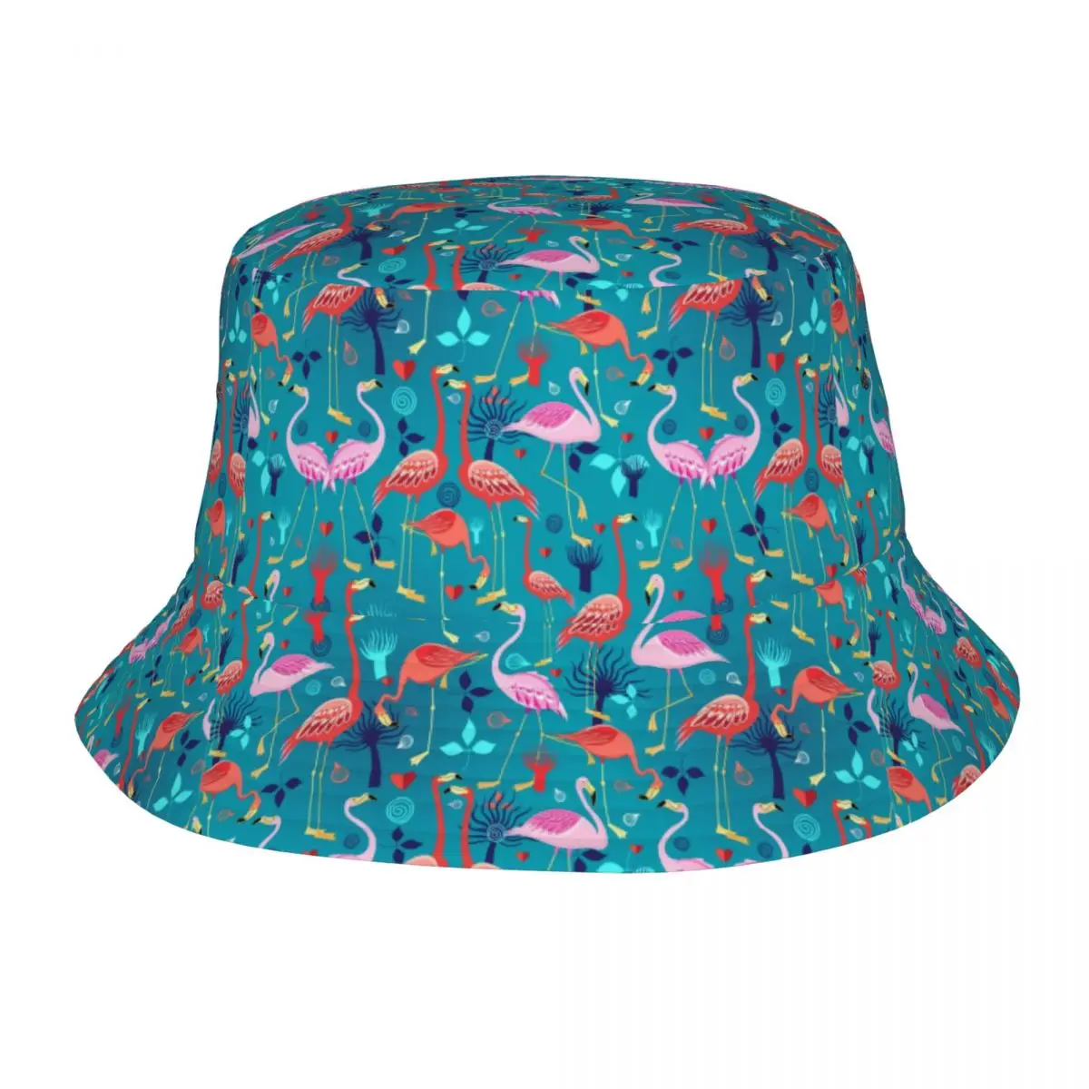 Custom Beautiful Pattern Lovers Flamingo Bucket Hat Women Men Fashion Summer Beach Sun Fisherman Cap