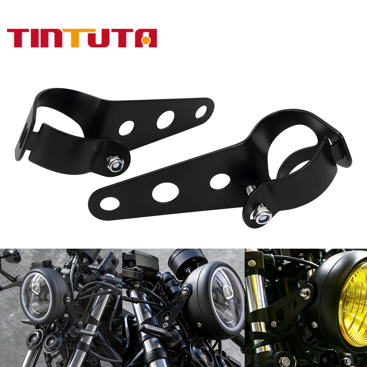 Universelle Motorrad-Scheinwerferhalterung Gabelklemme Chopper-Scheinwerferhalter Verstellbare 28-36mm 35-43mm Motorrad-Gabelhalterung
