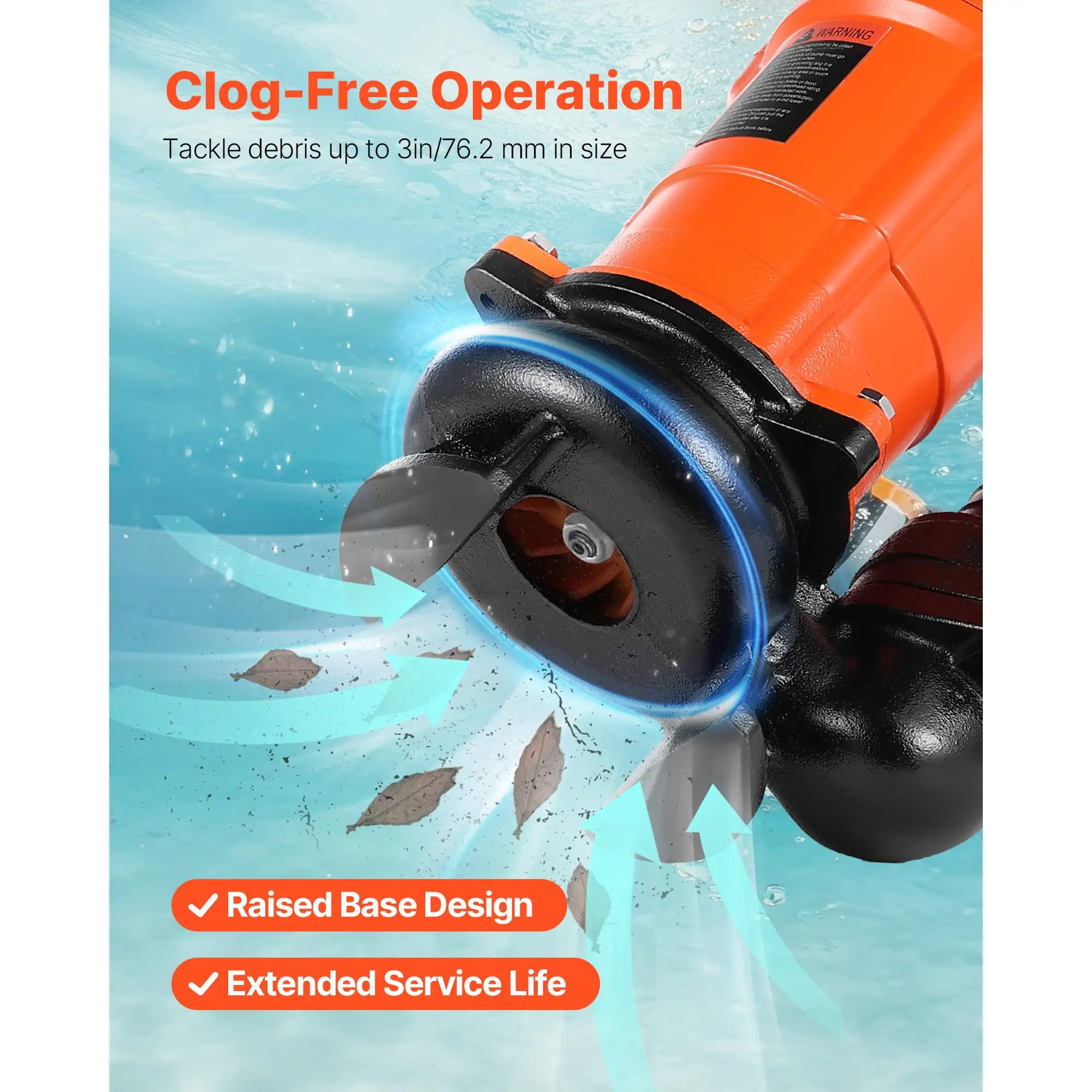 1 Submersible Trash Pump 5000 GPH 120V Cast Iron Sump Sewage Pump 3 in Discharge 40 ft Max Lift for Dirty Clean Water Pool Garden Pond Basement Flooded Areas