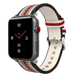 Flag Pattern Style Nylon Leather Band For Apple Watch 40mm 41mm 44mm 45mm 49mm Bracelet iWatch Strap Series Ultra 8 7 6 5 4 3 SE