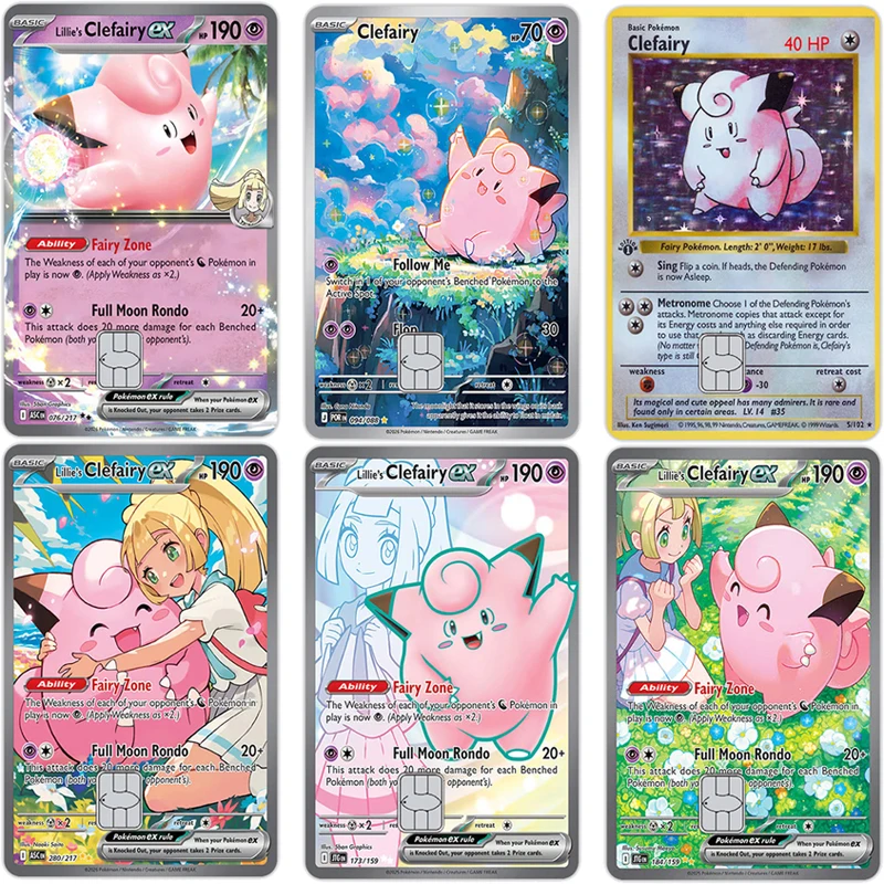 

Lillie Clefairy Card Sticker Tcg Laser Tags Kawaii Student Paster SAR Full Art Cartoon Decals Decor Accessories Birthday Gift