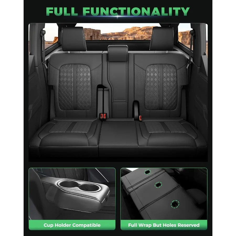 ل برونكو مقعد يغطي 4 باب 2021 2022 2023 2024 2025 2026 مخصص صالح الجلود غطاء مقعد السيارة مجموعة كاملة فاخرة مقاوم للماء SUV I #5
