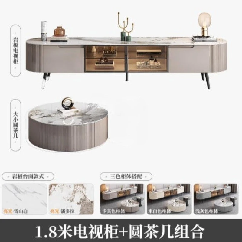 

Customized TV Cabinet 180cm in Beige Color, Coffee Table in Beige Color
