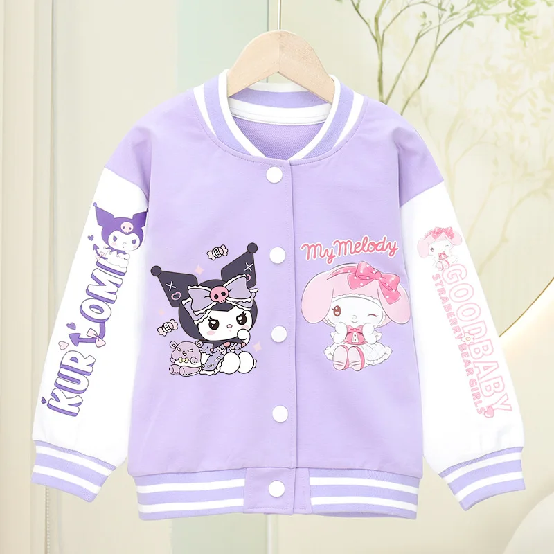 Kuromi My Melody-Chaqueta de uniforme de béisbol para niñas, chaqueta versátil de algodón puro con dibujos animados, regalo, 2023