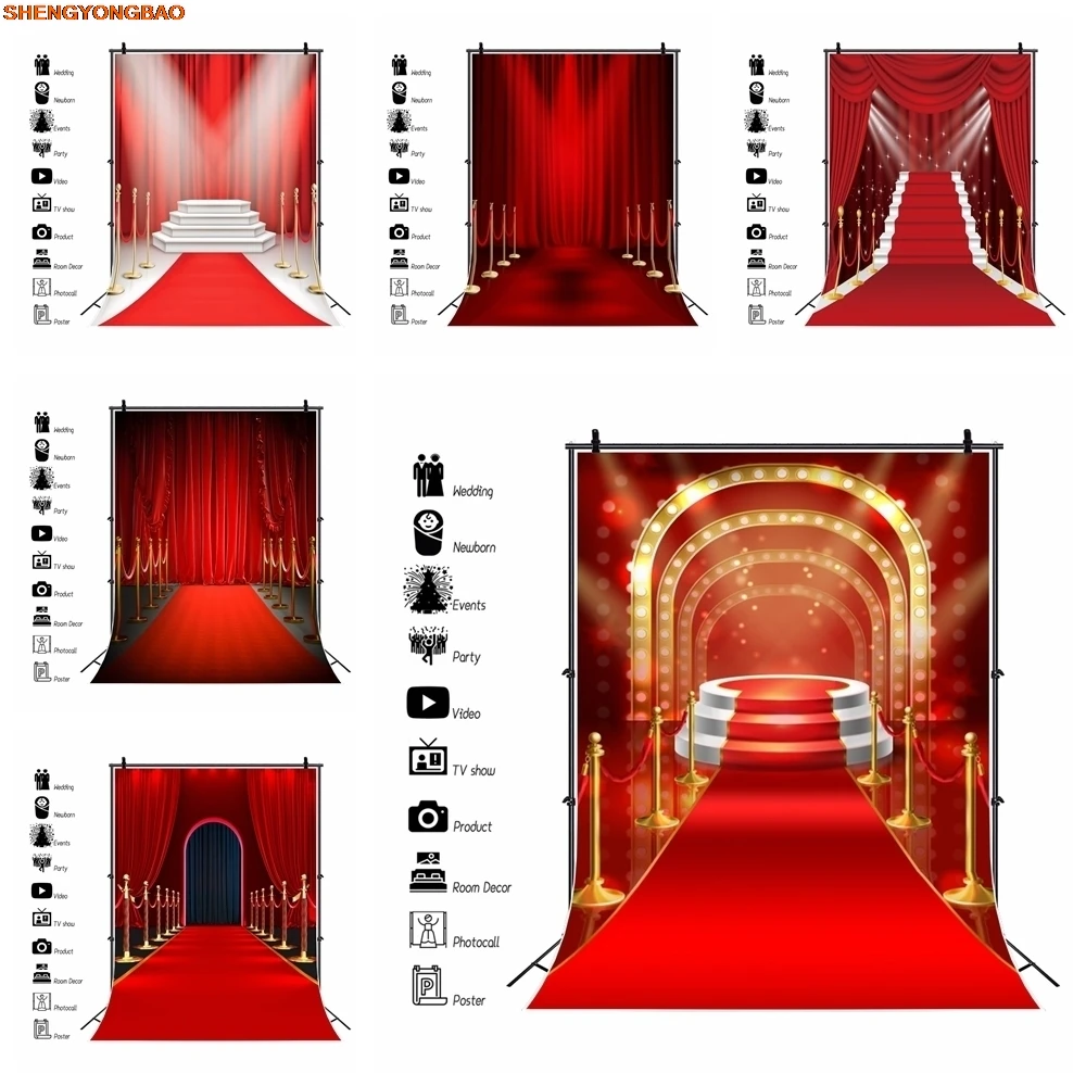 

Red Carpet Backdrop Curtain Stage Adult Kid Birthday Party Wedding Star Event Vip Portrait Photography Background Photo Studio