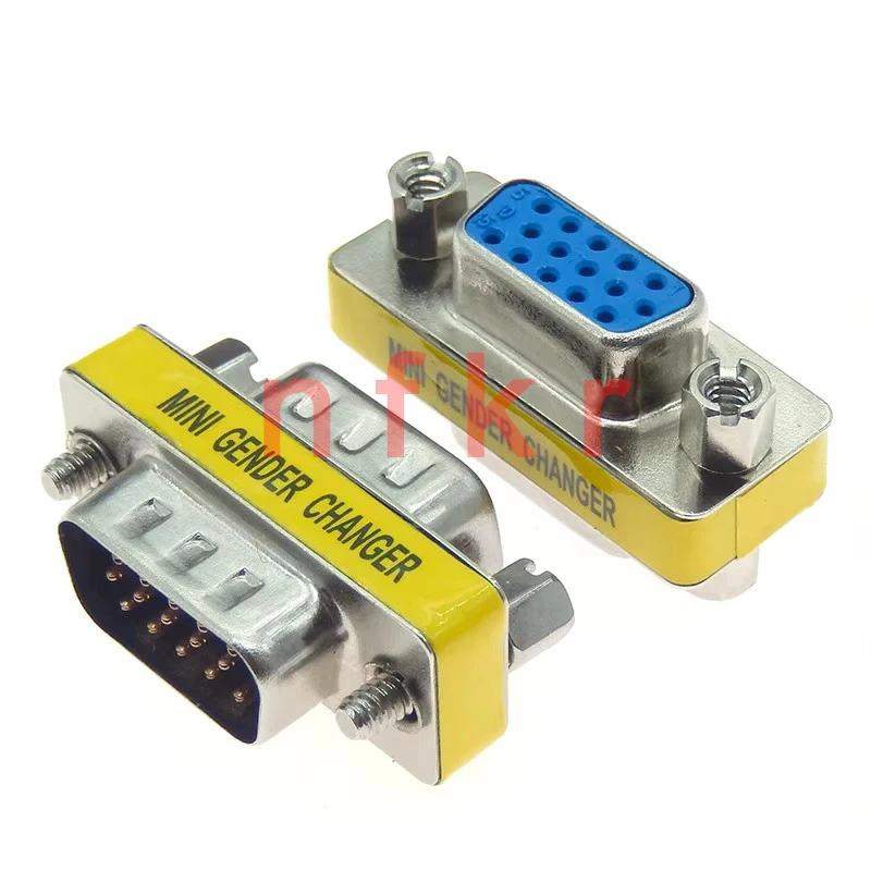 1Pcs DB15  3 rows Gender Changer Adapter Male To Female DSub VGA 15Pin Female To Female Converter For Monitor Projector