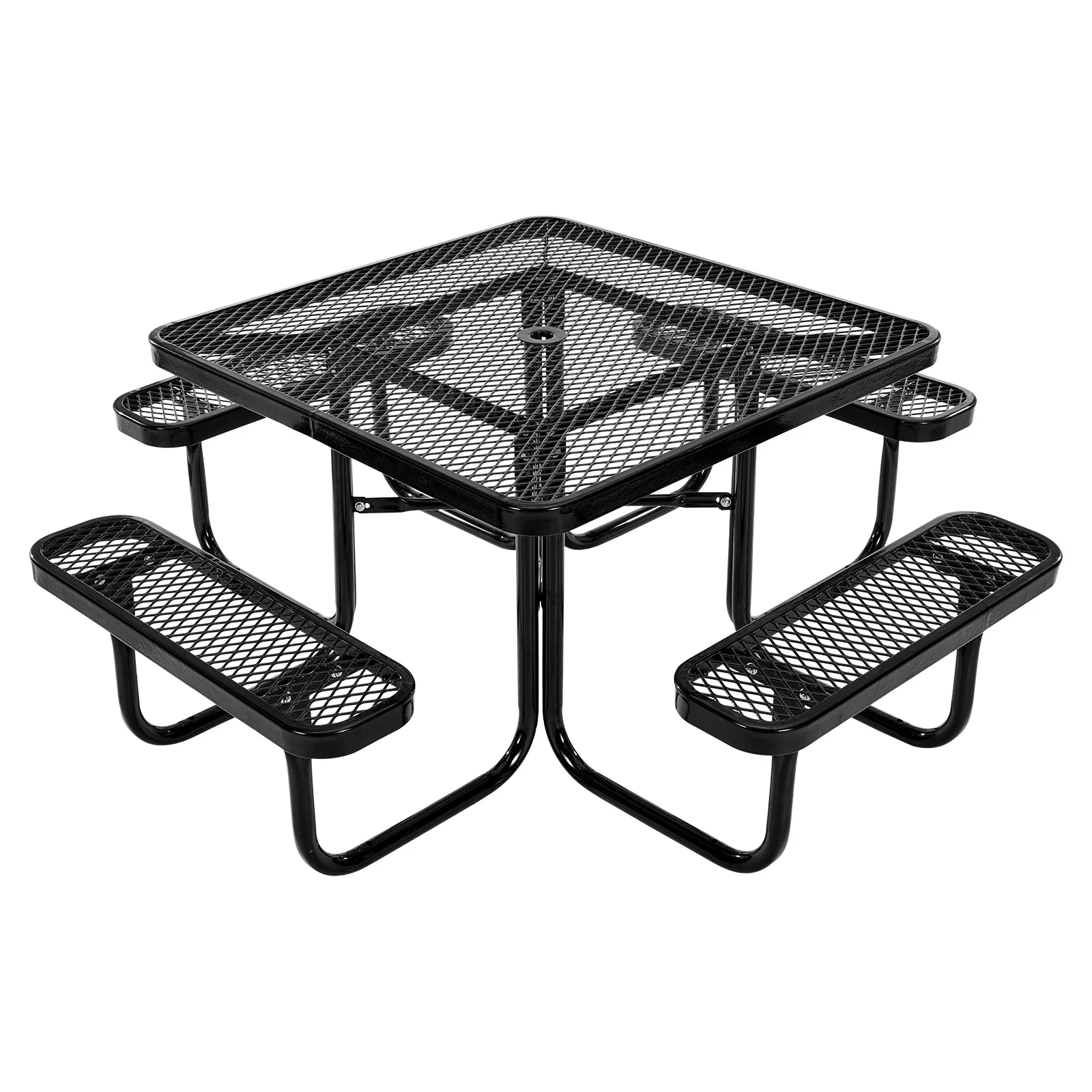 VEVOR Picnic Table Outdoor Weather Resistant Patio Dining Furniture Set 45.7 in Square Table and Bench Set for Garden Black