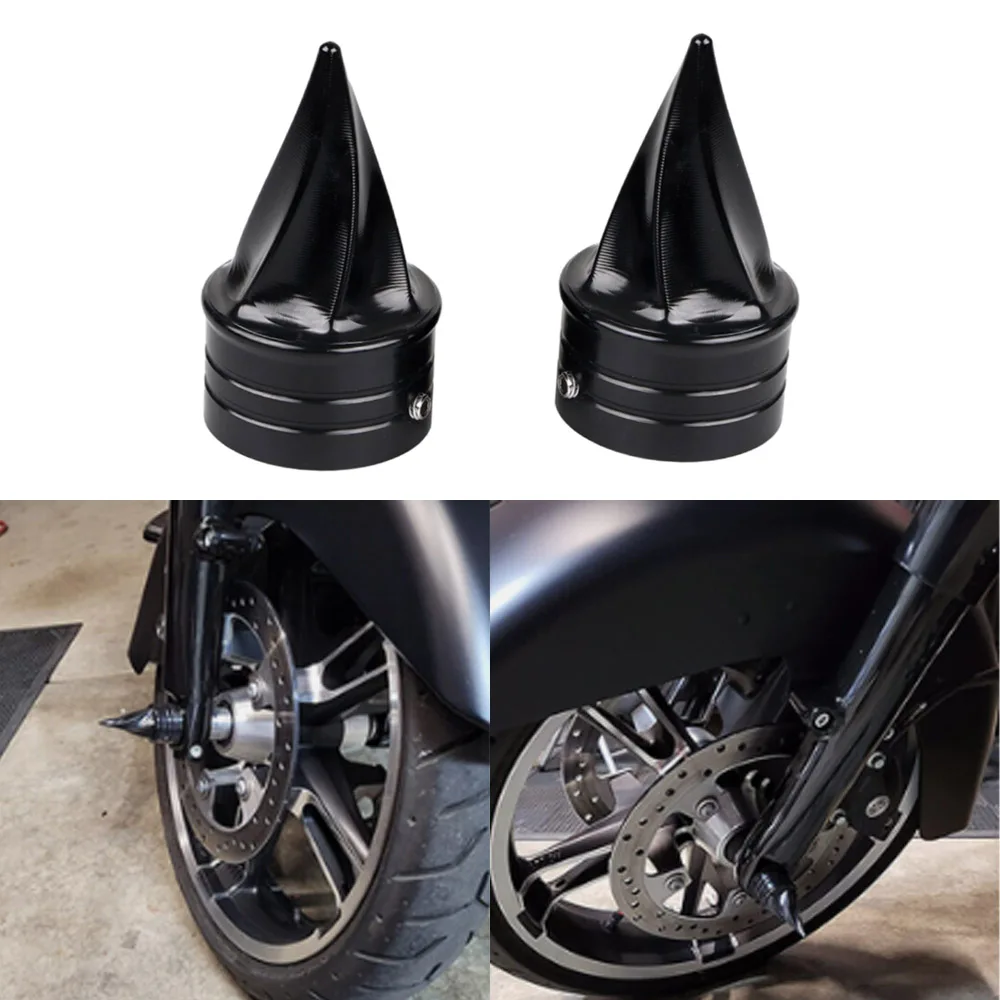 Motorcycle CNC Front Axle Nut Cover Cap Black/Chrome for Harley Dyna Electra Street Road Glides Road Kings Iron 883 Sportster