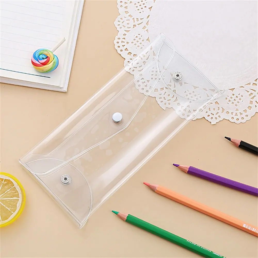 Glitter PVC Pencil Bags Transparent Waterproof Pencil Case Multifunction Colorful Stationary Organizer Desk Accessoriesback