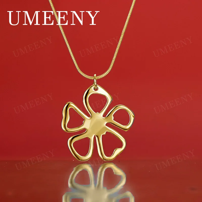 

18K Gold 16-30 Inch Exquisite Flower Pendant Necklace for Women, Fashionable Gift Accessory
