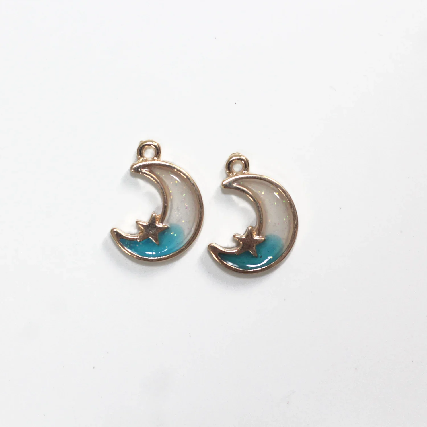 10pcs/lot Moon Enamel Charms Star Pendants Floatings DIY Jewelry Making Handmade Craft
