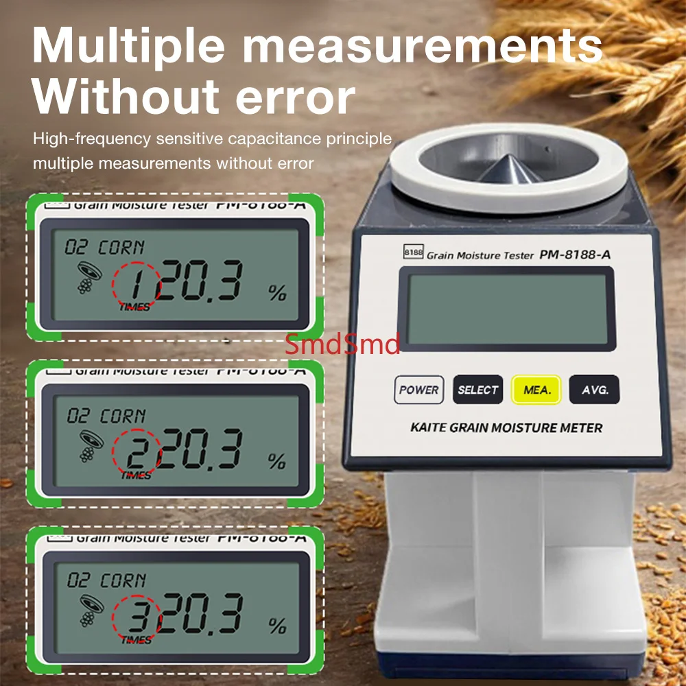 New PM-8188-A Grain Moisture Tester for 30 Kinds Corn Wheat Soybeans Peanuts Cocoa beans Pea Hygrometer Humidity Tester