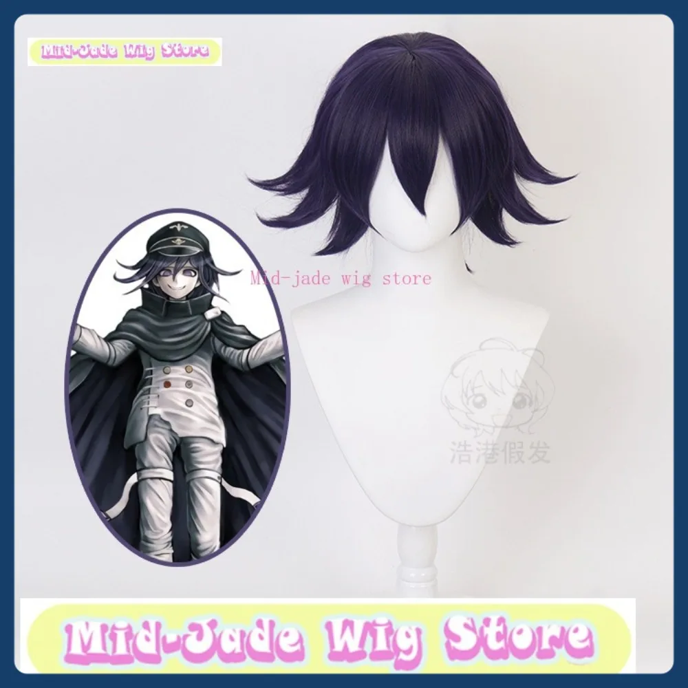 منتصف اليشم شعر مستعار مخزن Danganronpa V3 Kokichi Oma شعر مستعار تأثيري أنيمي لعبة لعب الأدوار زي هالوين زي الدعائم الشعر الاصطناعية