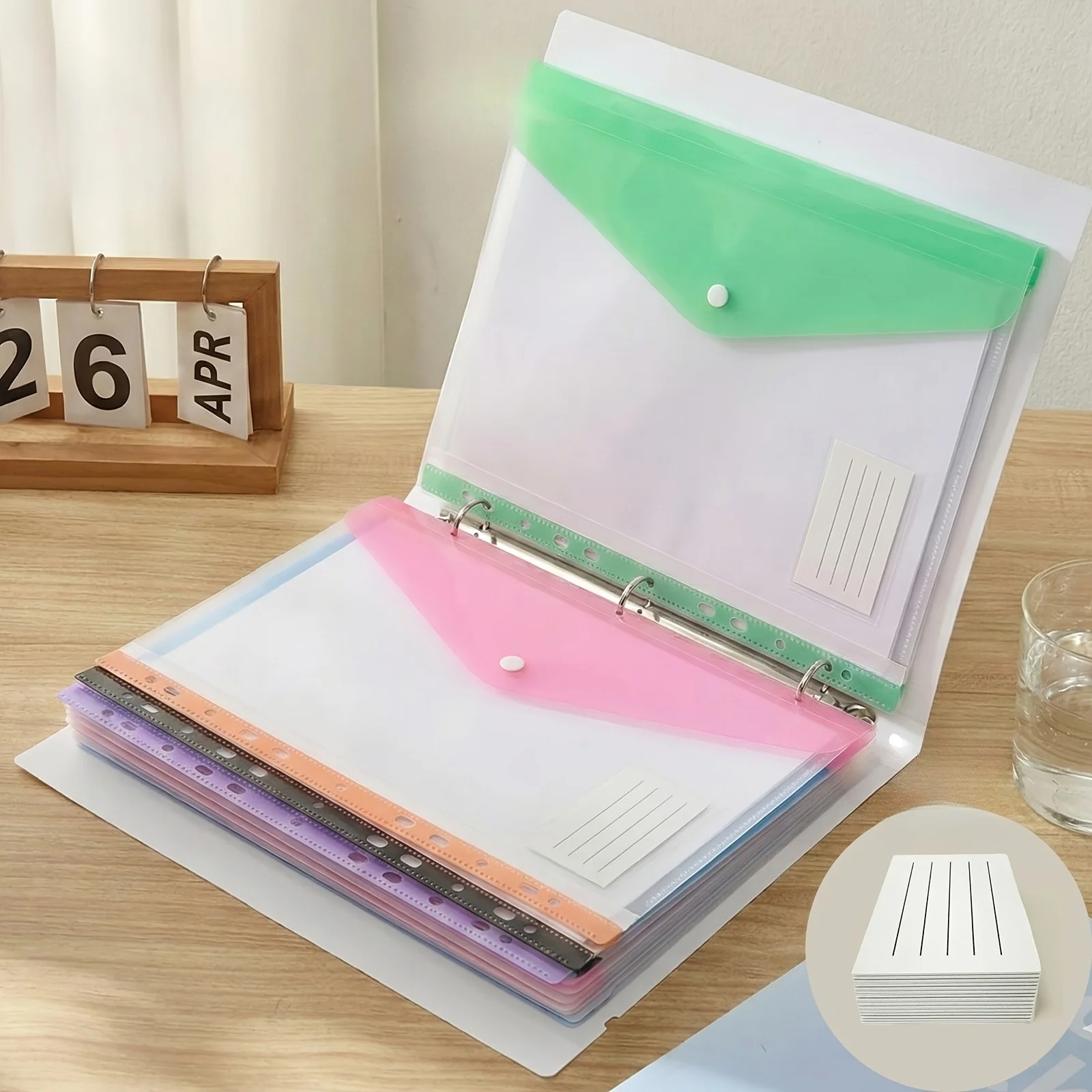 Picture 4: 6/8pcs Colorful horizontal organ folder, large capacity multi-layer bill storage bag, waterproof buckle A4 organ bag