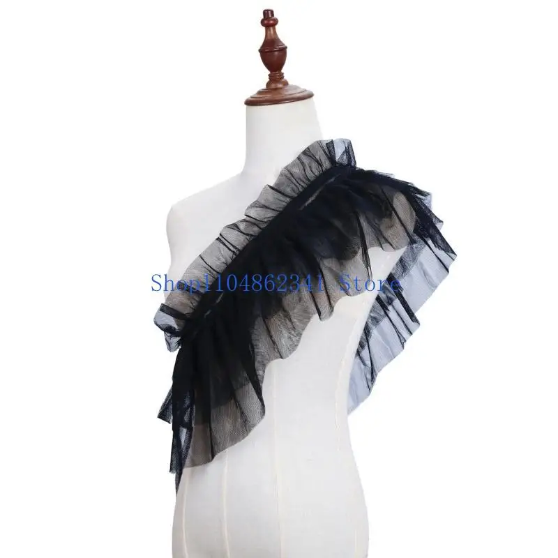 5asd Women's Cosplay Capelet Ruffled Mesh Shawls Tiered Layered Tulle Shoulder Wraps for Carnivals Party Evening Dress