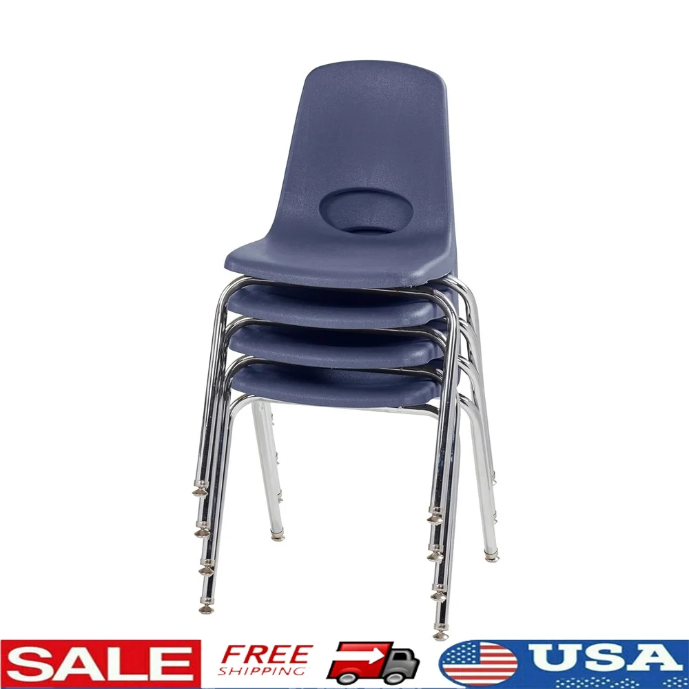 

18" School Stacking Chairs Set of 4 with Chromed Steel Legs Nylon Swivel Glides Classroom Homeschool Daycare Activities