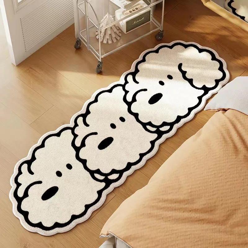 VIKAMA cartoon dog faux cashmere carpet blanket and room areas foot cushion bedroom bedside living room coffee table sofa