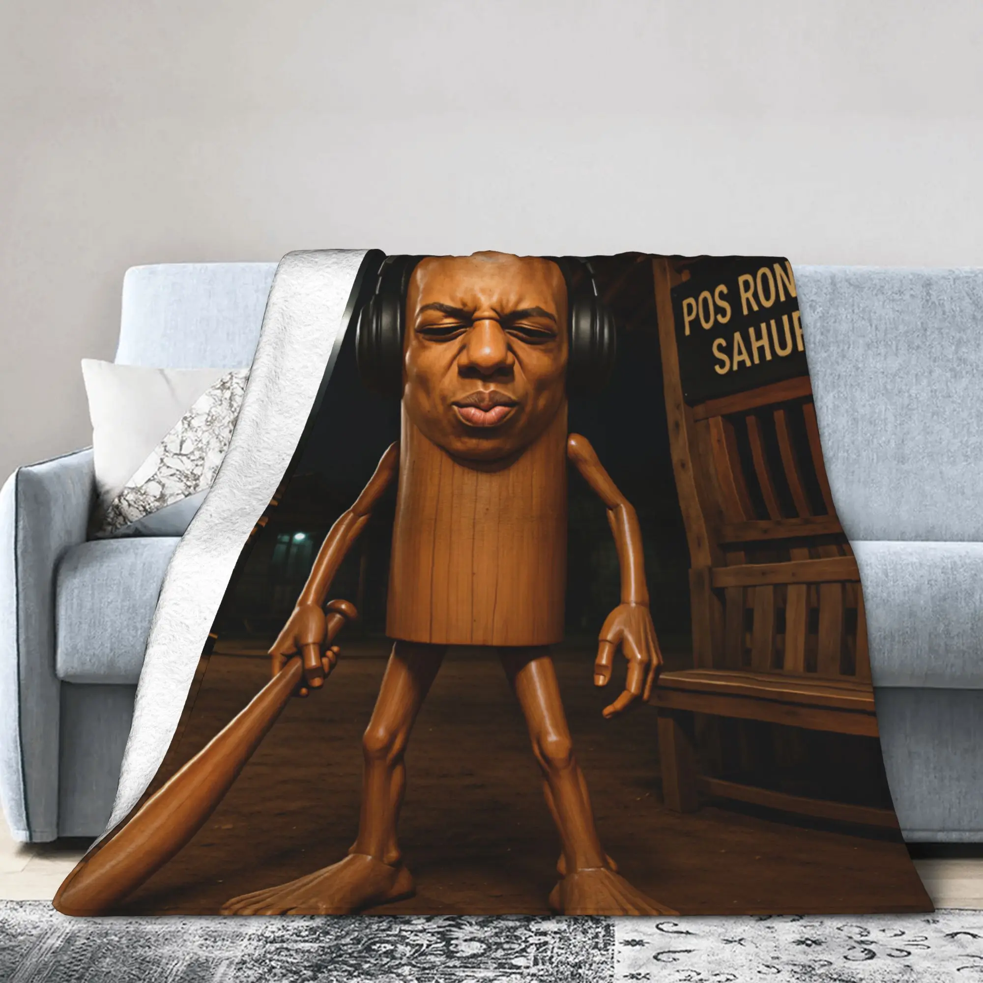 Tung Night Guard Wooden Character Baseball Bat Blanket Quality Soft  Throw Blanket Winter Decorative Chair Sofa Bed Bedspread