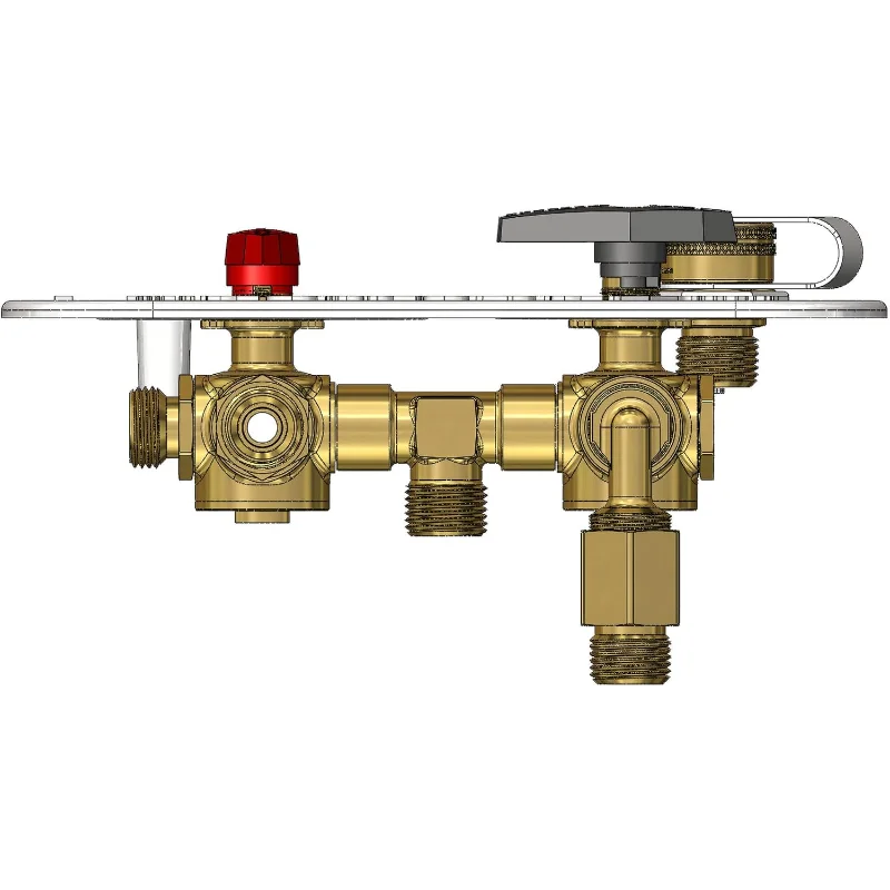 ABCO RV MANRV102-RF Pannello di servizio acqua RV con alimentazione valvola in ottone a basso piombo a 4 funzioni e bypass scaldabagno a 2 funzioni