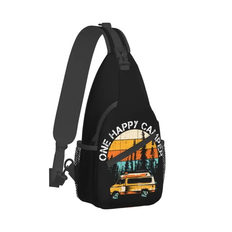 Sunset Happy Camper Sling Bags for Men Adventure Camping Travel Car Shoulder Crossbody Chest Backpack Cycling Camping Daypack