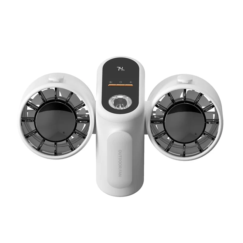 A59E-Turbo Jet Fan Double-Headed Waist-Mounted Fan Power Bank With Light For Outdoor Camping Traveling Work