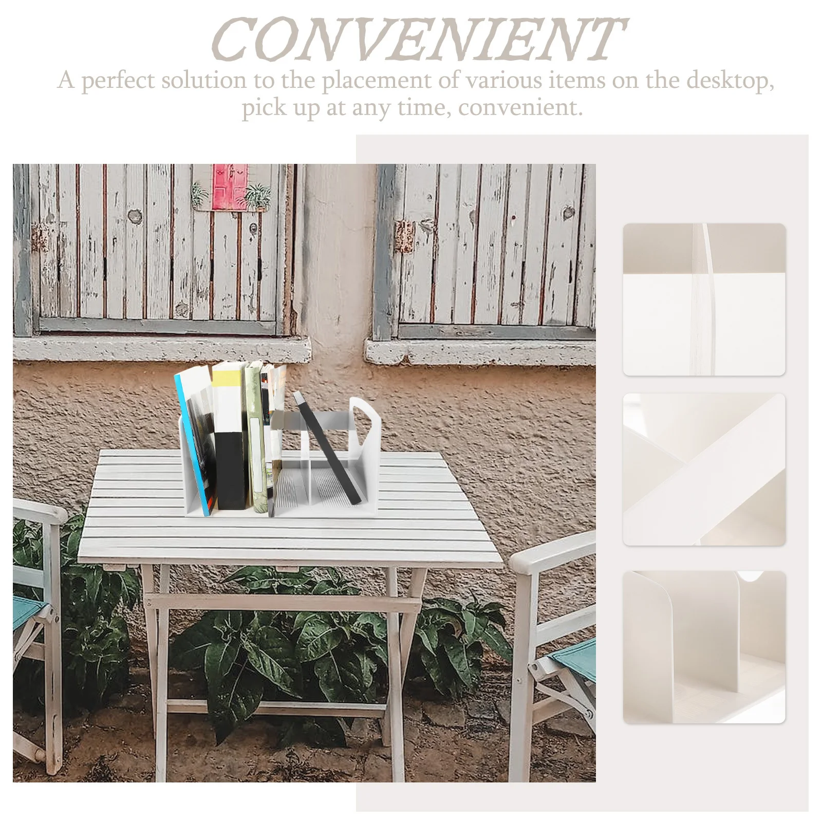 رف كتب أبيض محمول مبتكر، سعة كبيرة، سهل التخزين، قوي لا يتشوه، سطح أملس، منظم سطح مكتب مثالي للمدرسة