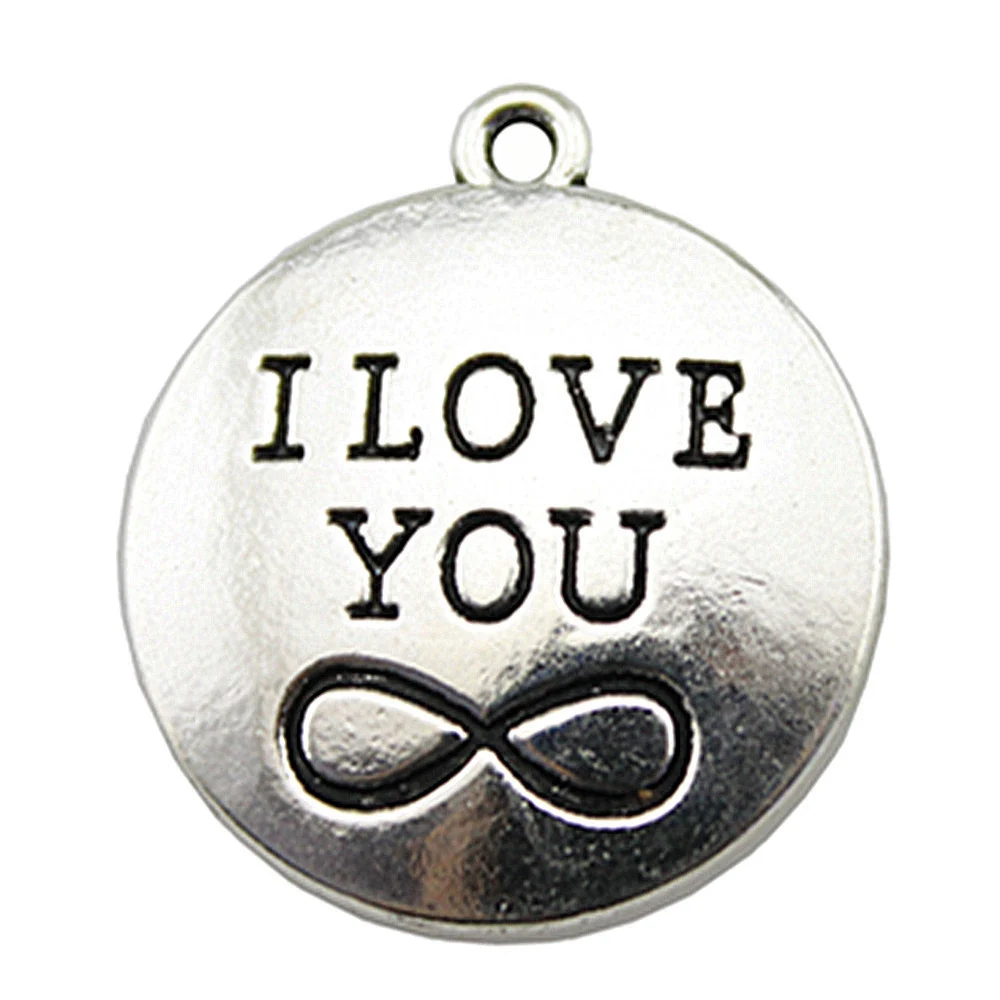 10pcs/lot 28x24mm I Love You Infinity Charms For Jewelry Making Antique Silver Color 1.1x0.94inch