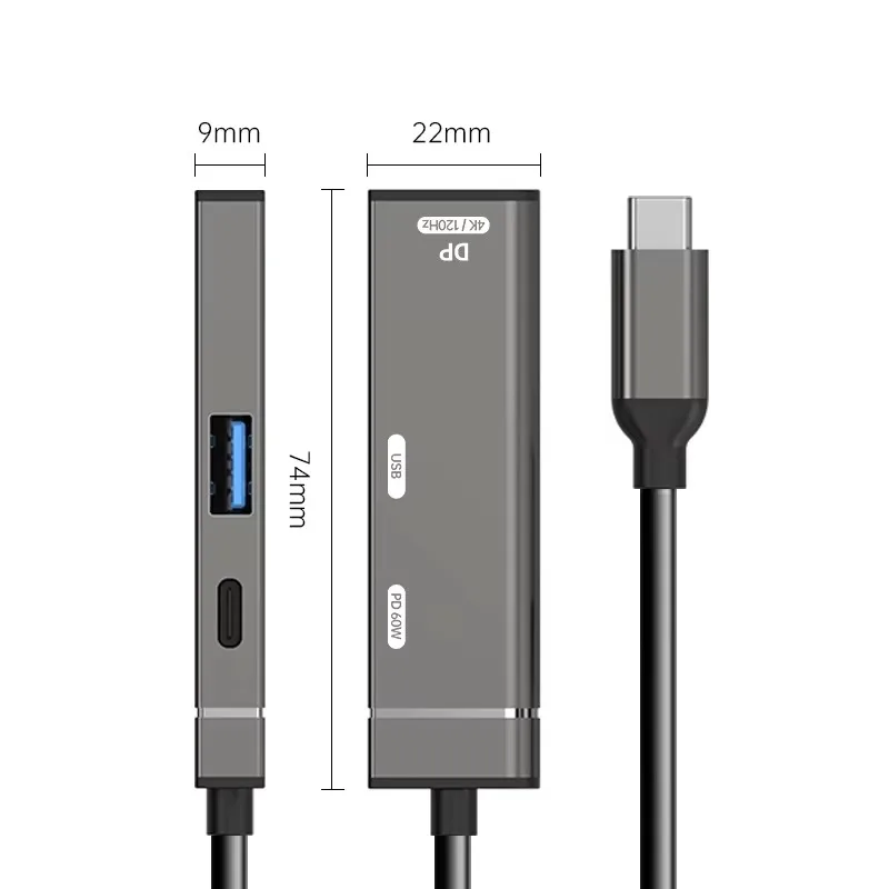 New 3-in-1 docking station Type-c to DP4K120Hz docking station 60WPD fast charging TV projection