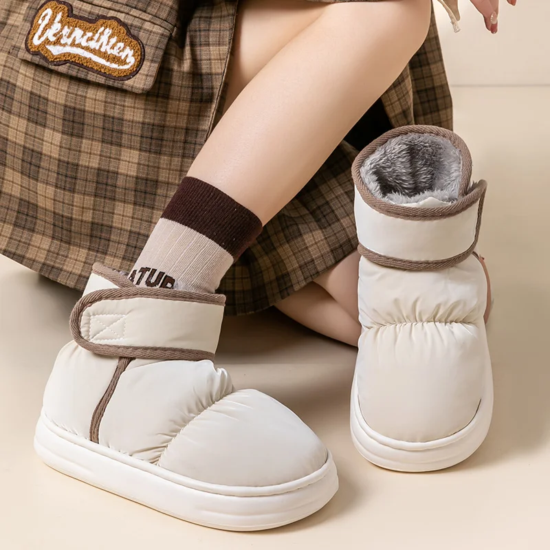 أحذية الثلوج للنساء، أحذية قطنية شتوية جديدة للرجال، أحذية شتوية قطيفة مضادة للانزلاق ومقاومة للماء