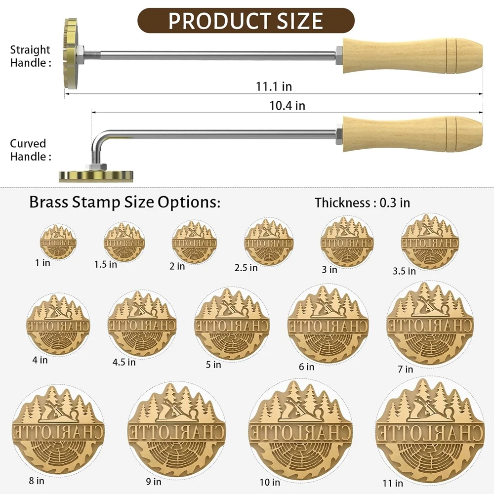 Personalised Custom LOGO Branding Iron Private Stamp Hot Brass For Wedding Wood Leather Cake Burger Seal Heating Brass DIY Gifts view 5