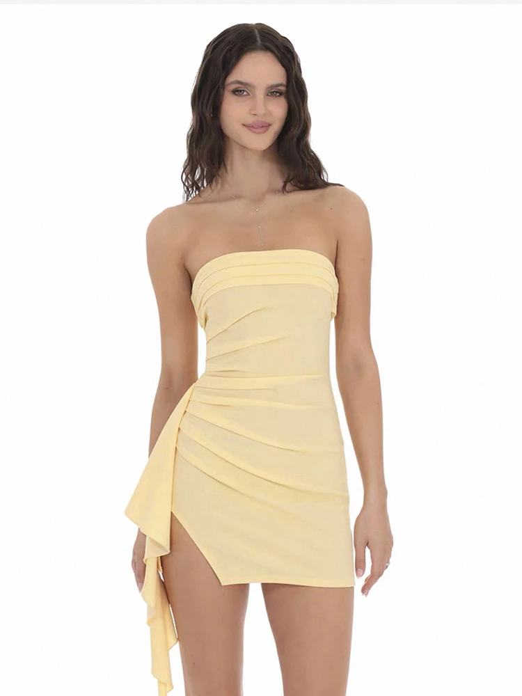 Cutenew vestido sexy chique para mulheres, sem mangas, com fenda irregular, stretch skinny, férias na praia, meia-noite, festa, clube bodycon