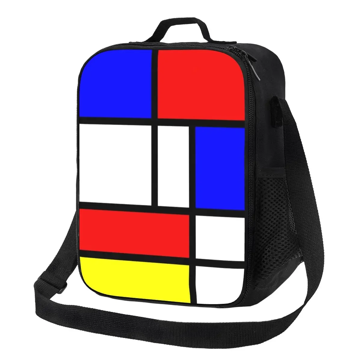 Mondrian Red Yellow Blue Abstract Insulated Lunch Bag School Geometric Modern Leakproof Cooler Thermal Bento Box Women Children