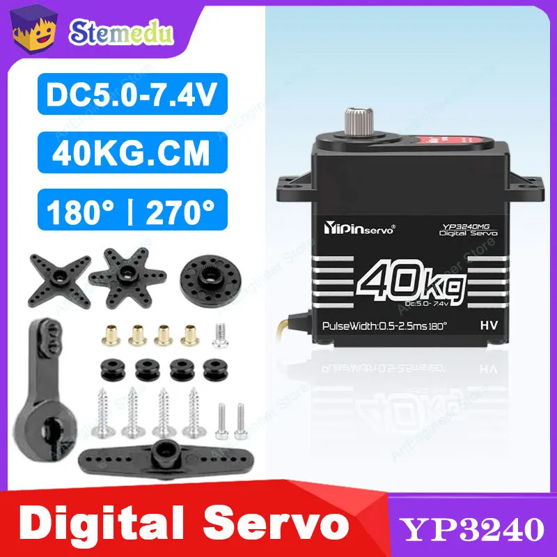 

40KG Waterproof Digital Servo - YP3240MG High Torque Metal Gear 180/270° for 1:8 1:10 RC Crawler Car Robot TRX6 Scx10