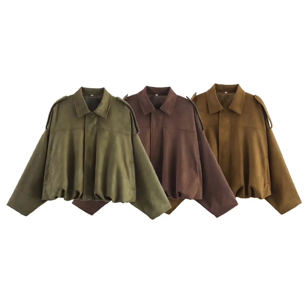 

Spring 2025 New Arrival Women's Suede Pilot Jacket Relaxed Fit Classic Lapel Design Outerwear