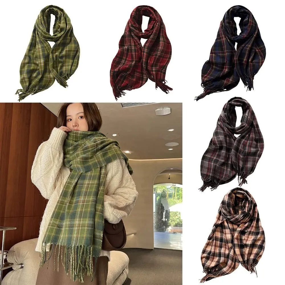 

180*68cm Imitation Cashmere Scarf Comfortable Vintage Plaid Printed Women's Wraps Shawl Preppy Style Mujer Foulard Blanket