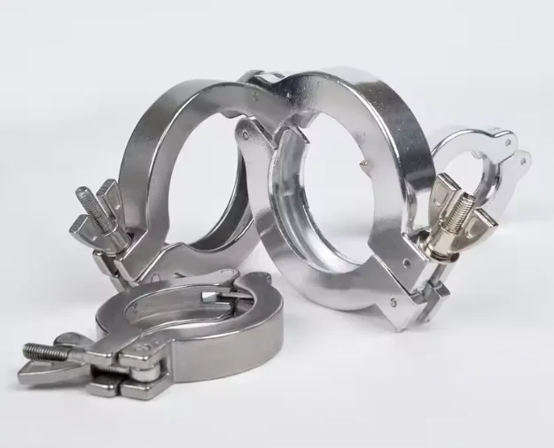 مشبك أنابيب سريع القفل KF25، وصلة شفة مكنسة كهربائية بمشبك ثلاثي من الألومنيوم (بدون دعامة توسيط وحلقة دائرية)،