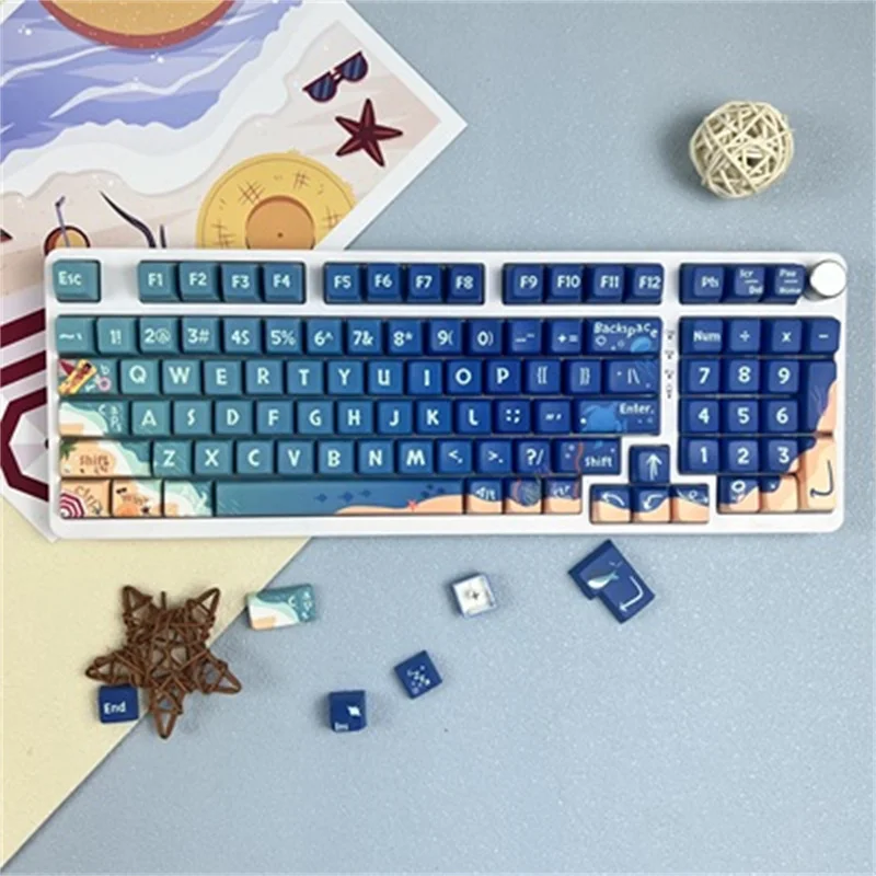 

MDA Profile PBT Keycap Beach Mechanical Keyboard Gamer Five Sides Dye-Subbed 2.25U 2.75U 7U Spacebar Alice 80 Pro 139 Keys Set