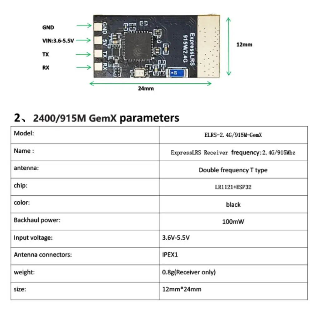 

Двухдиапазонный приемник ELRS 915 МГц/2.4 ГГц ExpressLRS IPEX 1 для FPV-дронов, квадрокоптеров, мультикоптеров, гоночных дронов дальнего радиуса действия, фристайла, запчасти для DIY-сборки