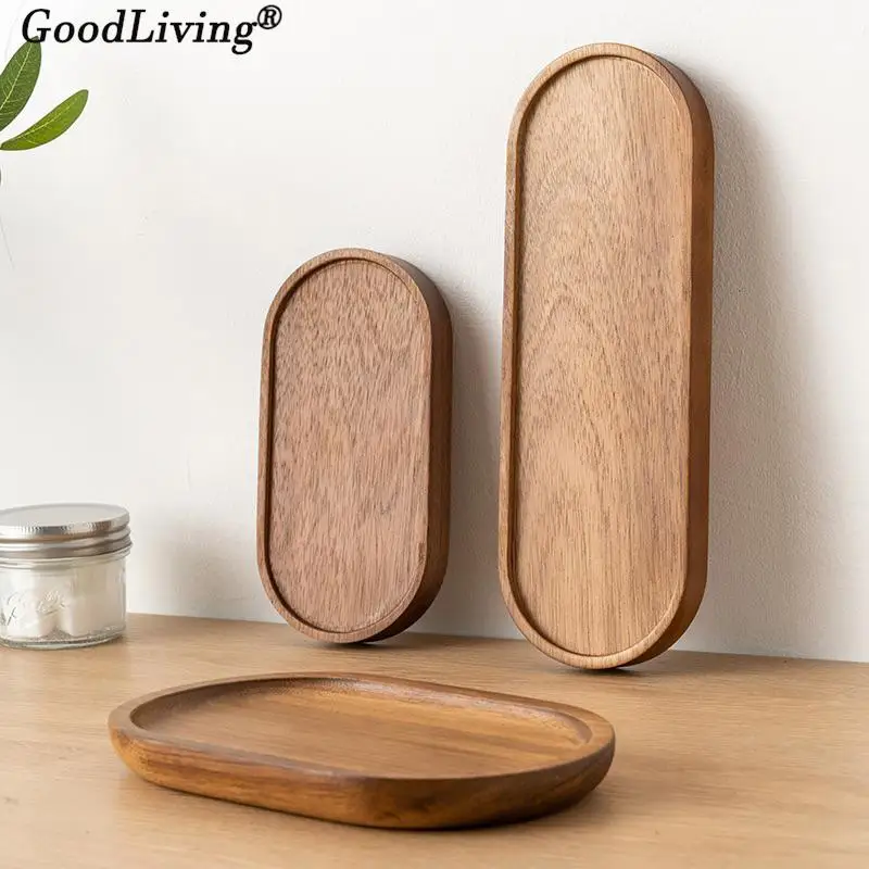 Tableware Solid Wood Round Dessert Plate Japanese-style Wooden Tray Snack Plate Dried Fruit Plate Wooden Plate